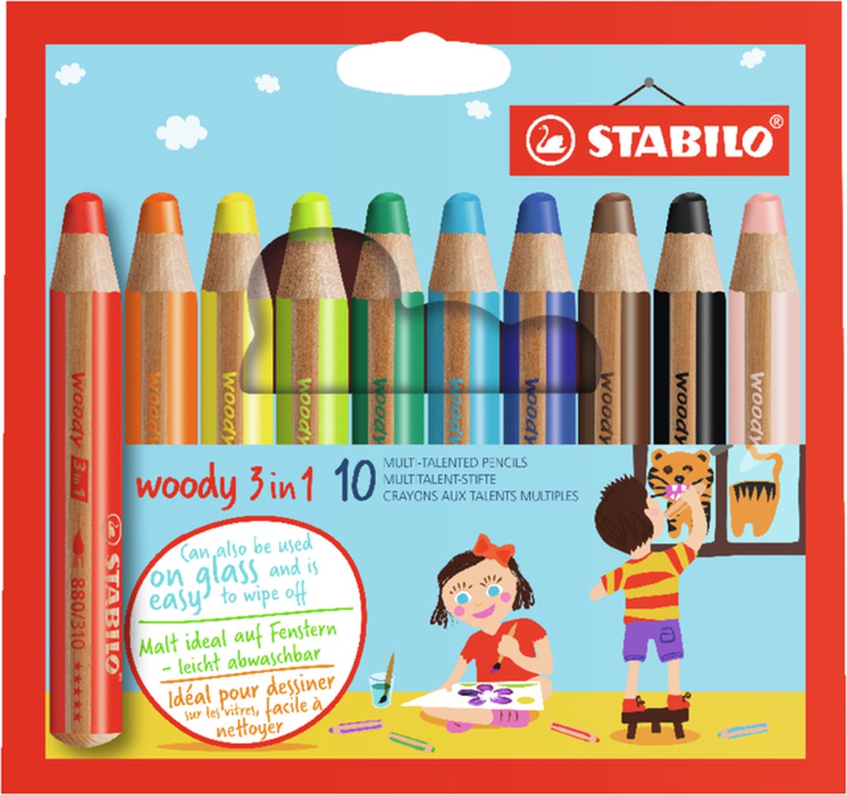 STABILO Woody 3-in-1 Kleurpotloden Set - 10 Stuks