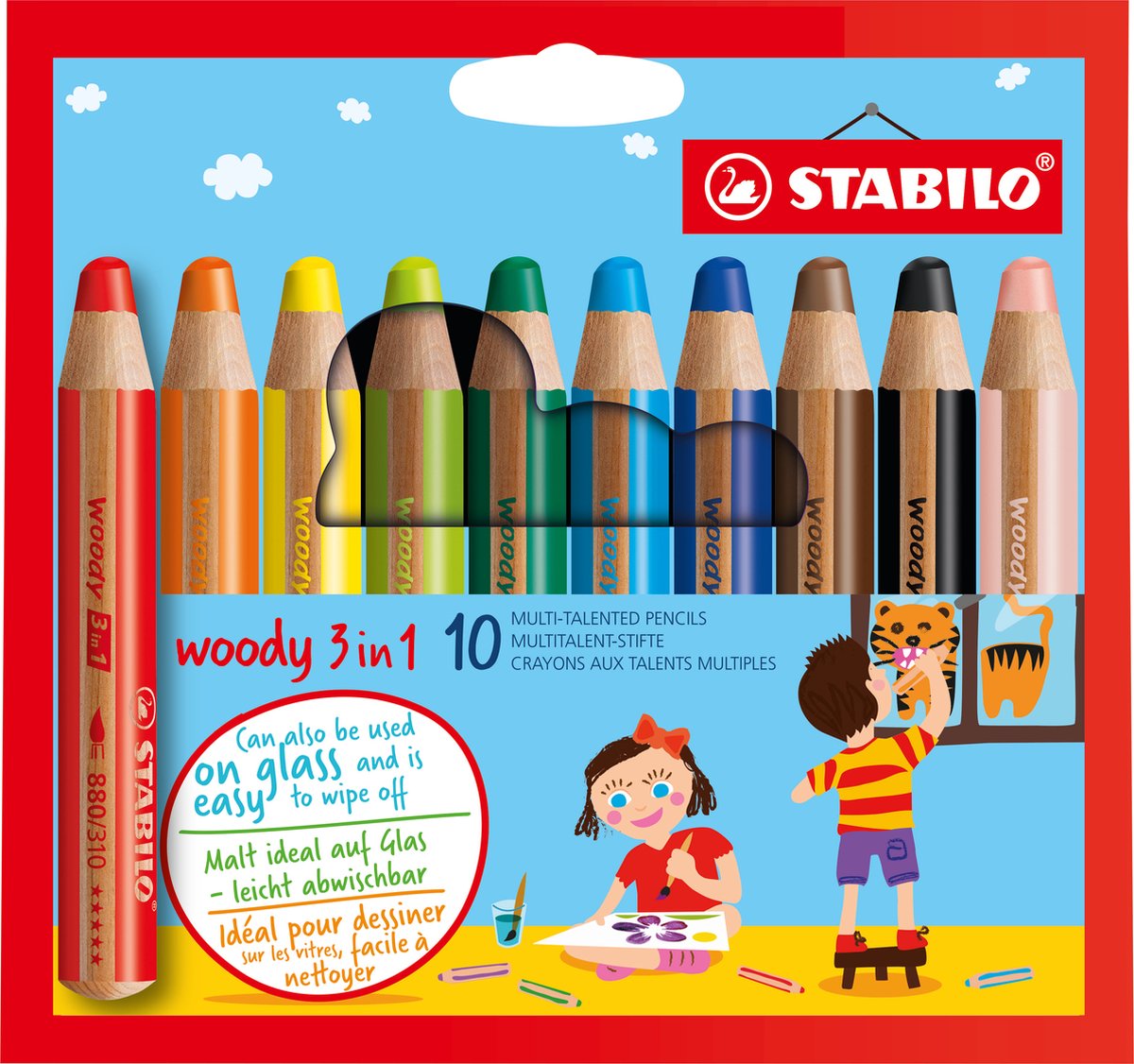 STABILO Woody 3-in-1 Kleurpotloden Set - 10 Stuks