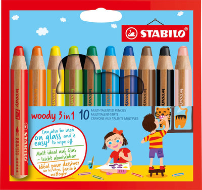 STABILO Woody 3-in-1 Kleurpotloden Set - 10 Stuks