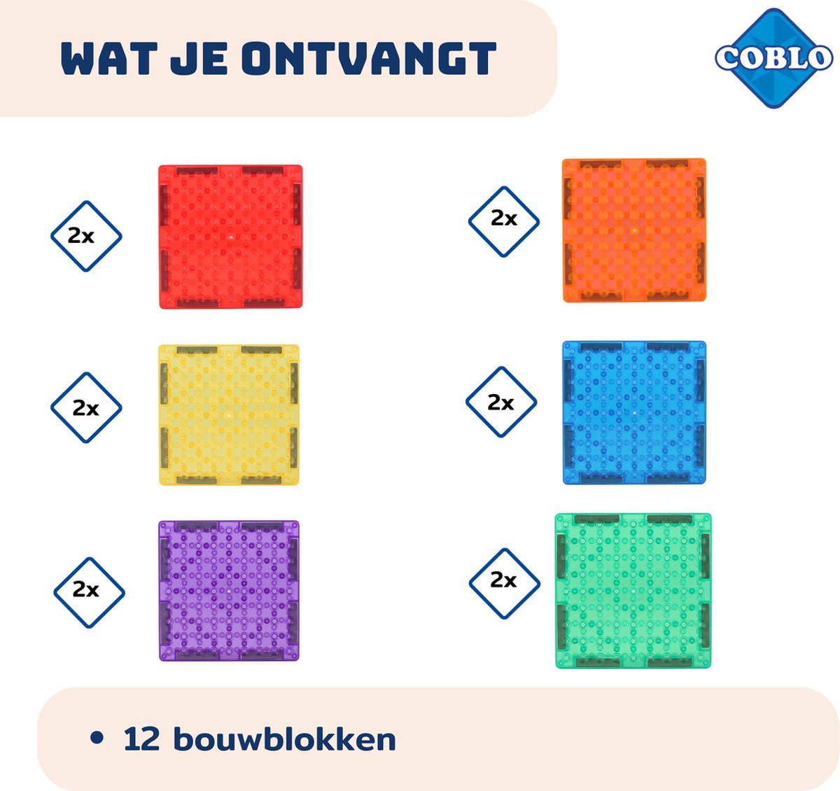COBLO Magnetische Bouwstenen 12-delig - Montessori Speelgoed