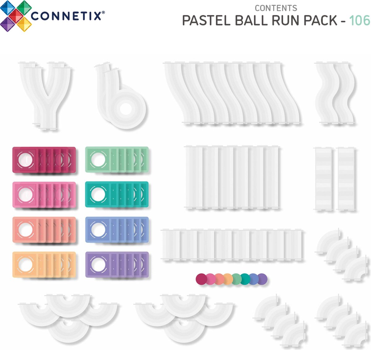 Connetix Pastel Knikkerbaan Set - 106 Stuks