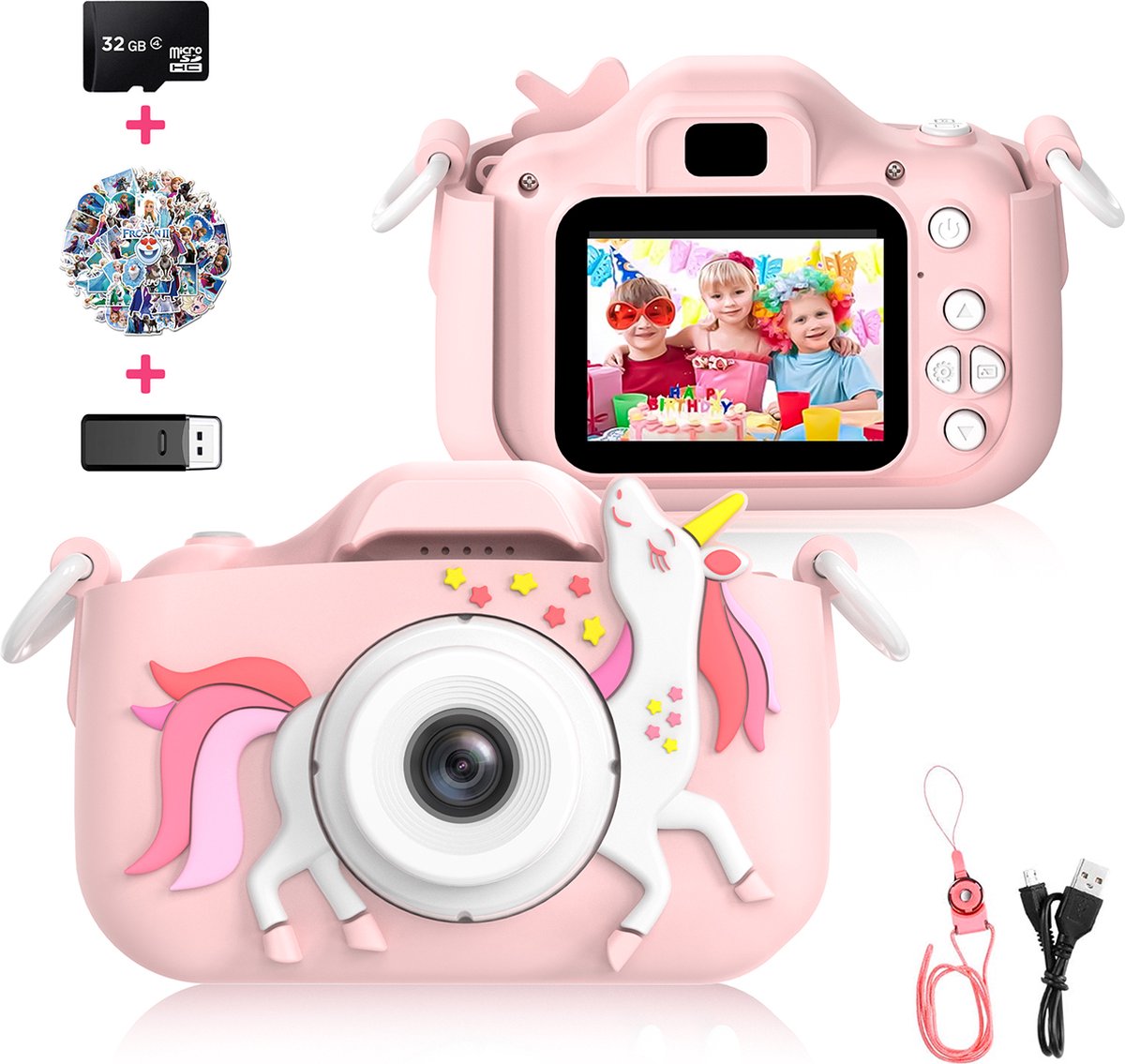 Ilona Kinder Digitale Camera HD 1080p + Sticker Set - Unicorn