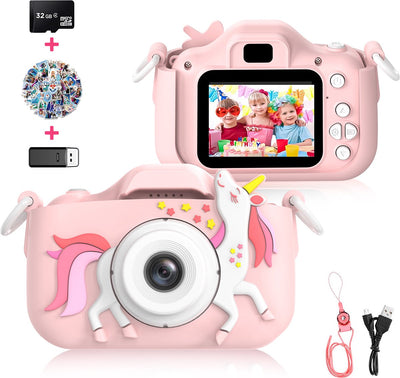 Ilona Kinder Digitale Camera HD 1080p + Sticker Set - Unicorn
