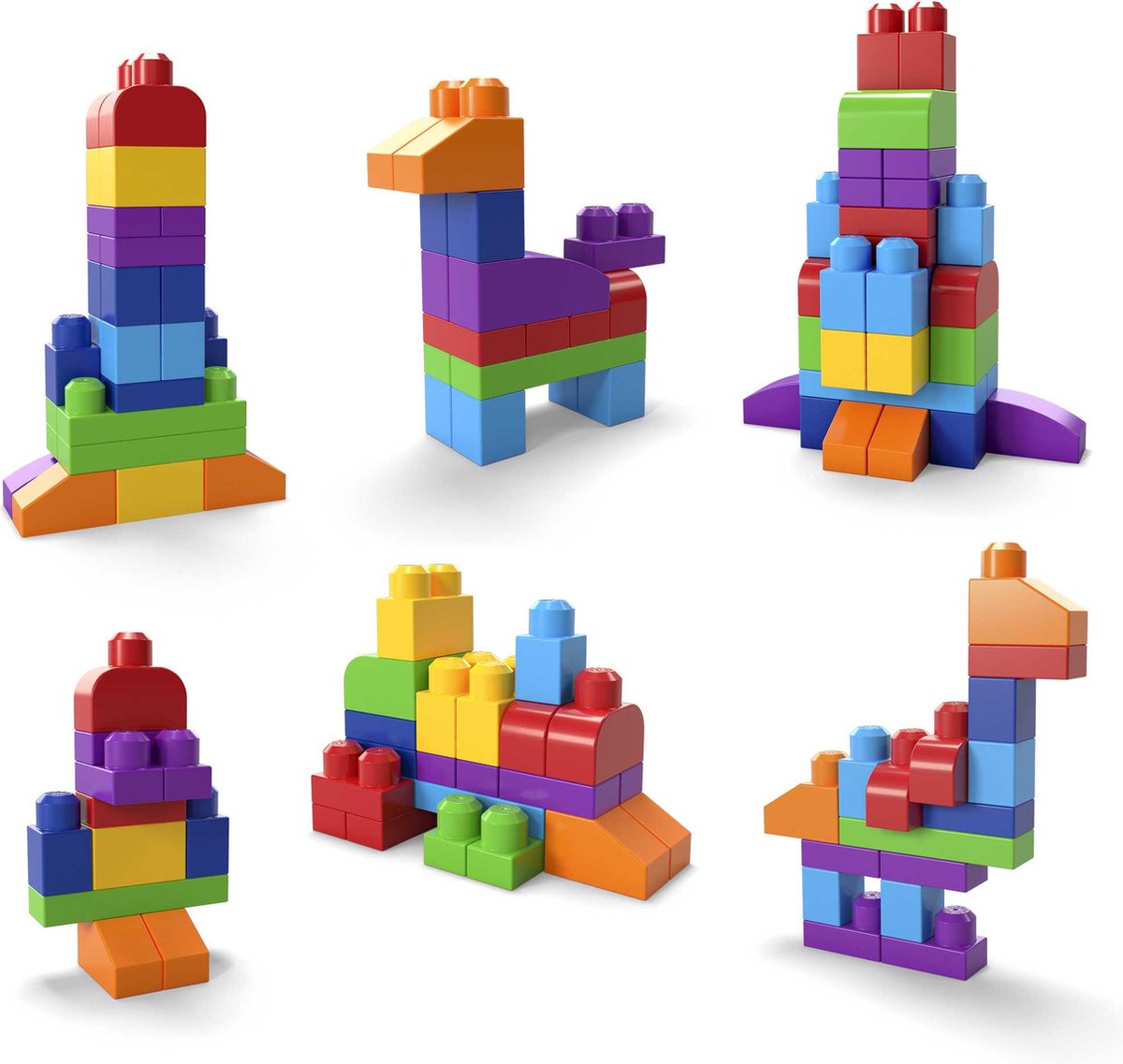 Mega Bloks Middelgrote Blauwe Bouwblokken Set - 60 Stuks