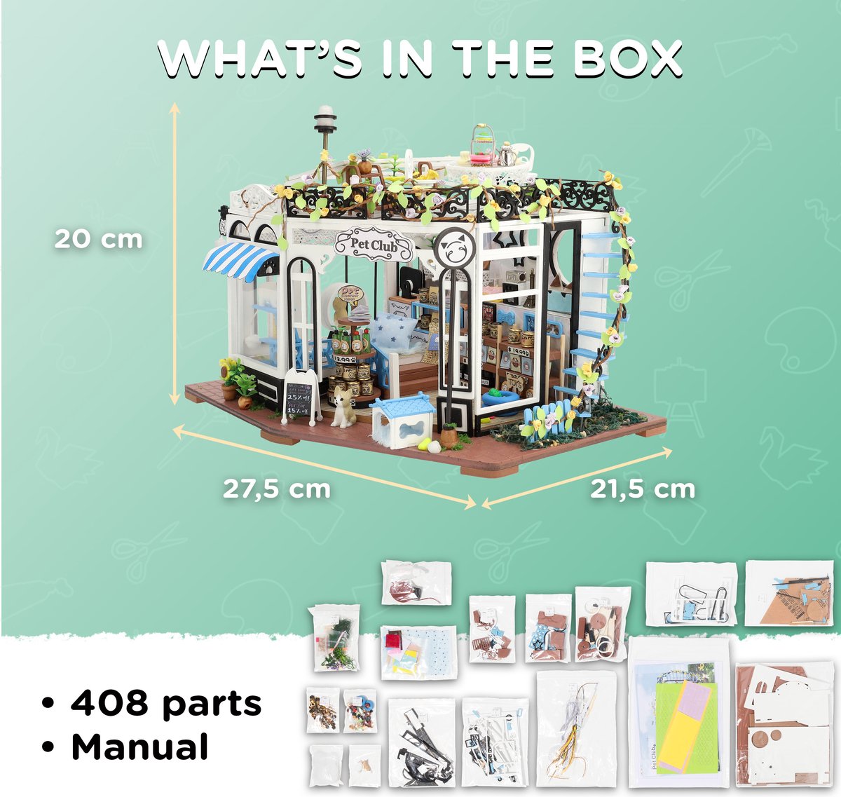 Crafts&Co Miniatuur Poppenhuis Kit - Dierenwinkel 'The Pet Club'