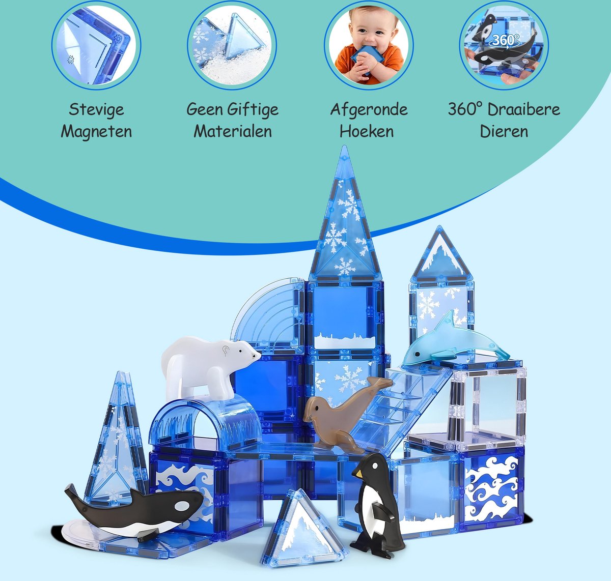 Olvy Magnetische Bouwstenen Set - 56 Stuks - Montessori