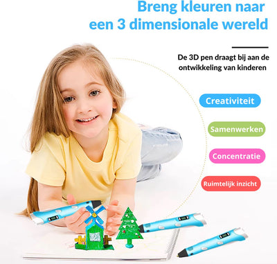 Sans marque Enzoda Stylo 3D Startpakket Roze met Navullingen