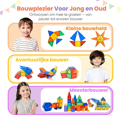 Magnaminds Magnetische Bouwblokken - 135 stuks Montessori Speelgoed