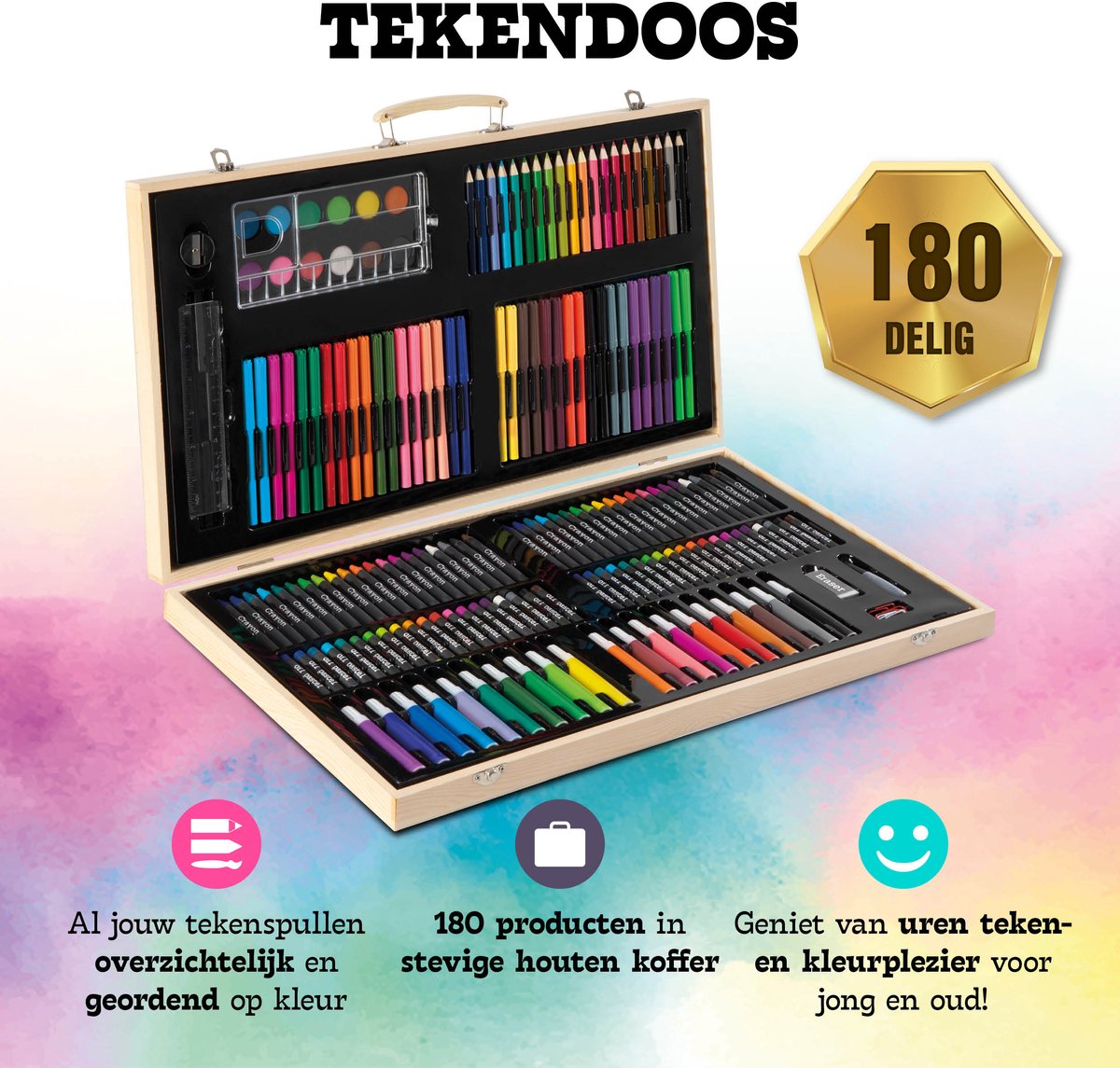 Grafix MEGA XXL Creatieve Tekenset voor Kinderen - 180 Stuks