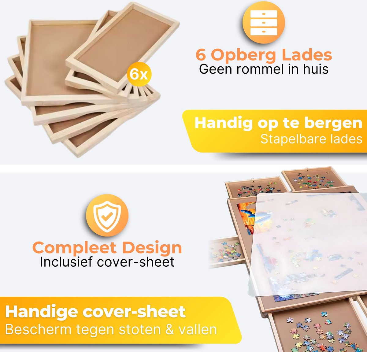 DreamGoodsAR Roterende Puzzeltafel met 6 Lades - 1500 Stuks