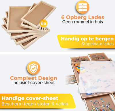DreamGoodsAR Roterende Puzzeltafel met 6 Lades - 1500 Stuks