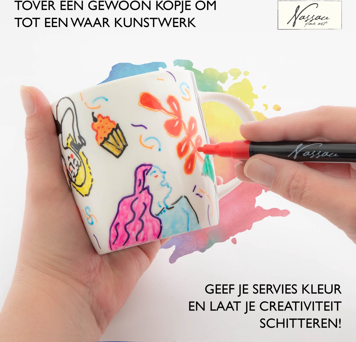 Nassau Fine Art Porselein- en Glasverf Stiften - 24 Stuks