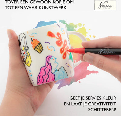 Nassau Fine Art Glas & Porselein Markerset - 12 Kleuren