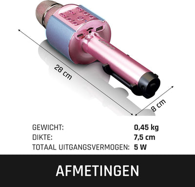 Lenco BMC-090PK Roze Karaoke Bluetooth Microfoon met Speaker