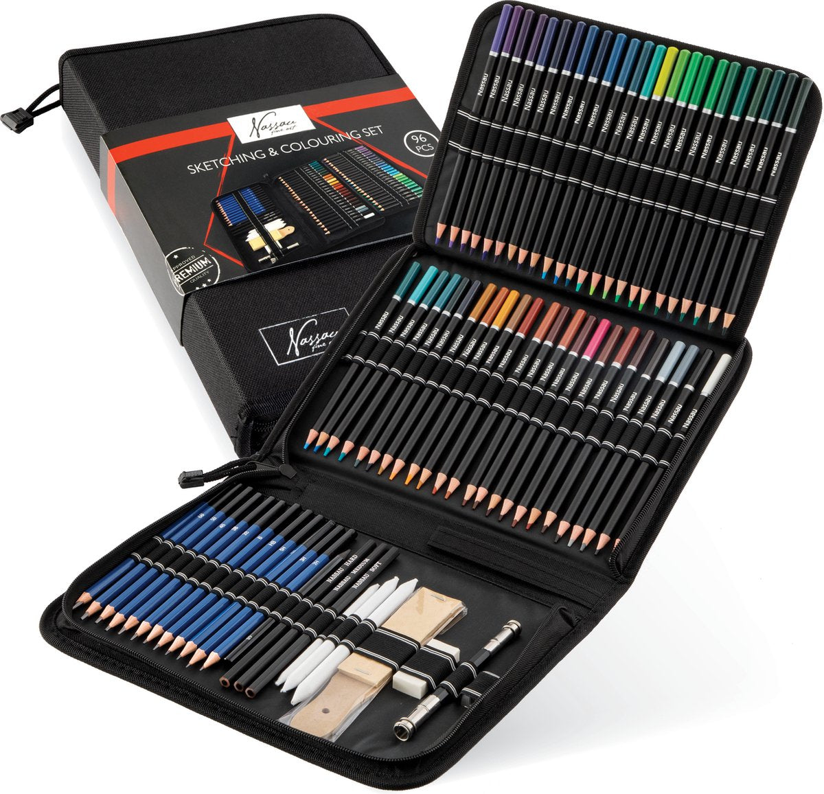 Nassau Fine Art Schets- en Tekenkit 96-delig met Etui