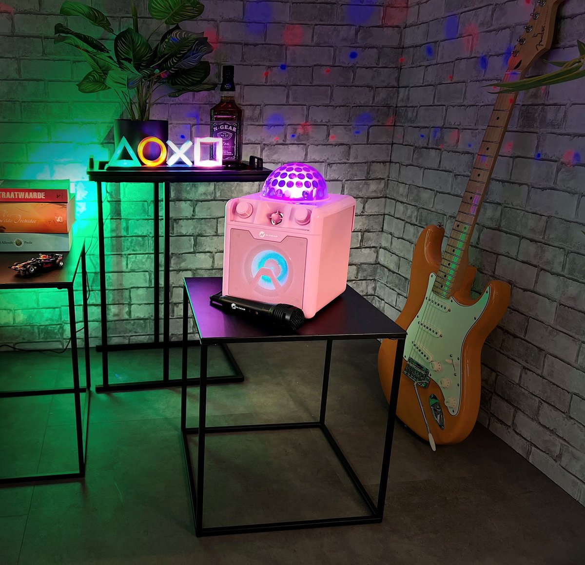 N-GEAR Disco Block 410 Karaoke Set met 2 Microfoons - Roze