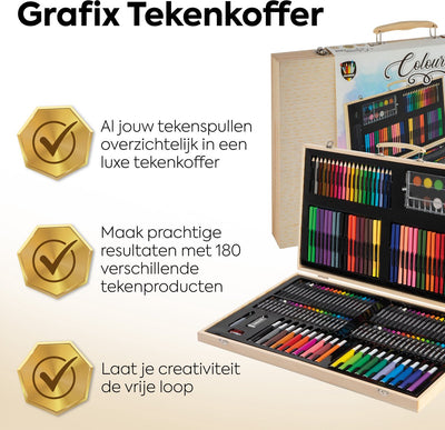 Grafix MEGA XXL Creatieve Tekenset voor Kinderen - 180 Stuks