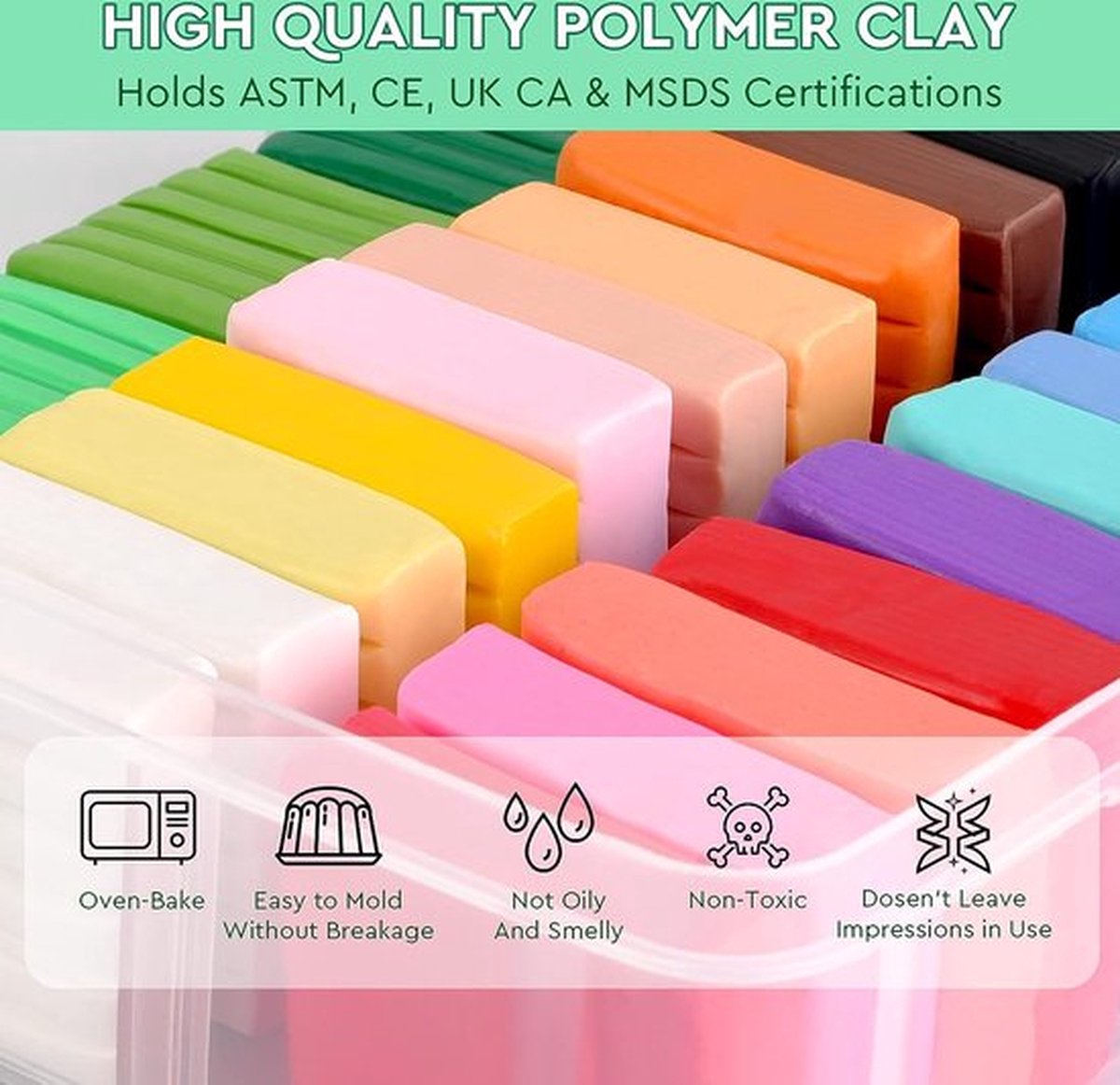 Bolke® Auto-Drogende Klei Set met 70 Kleuren