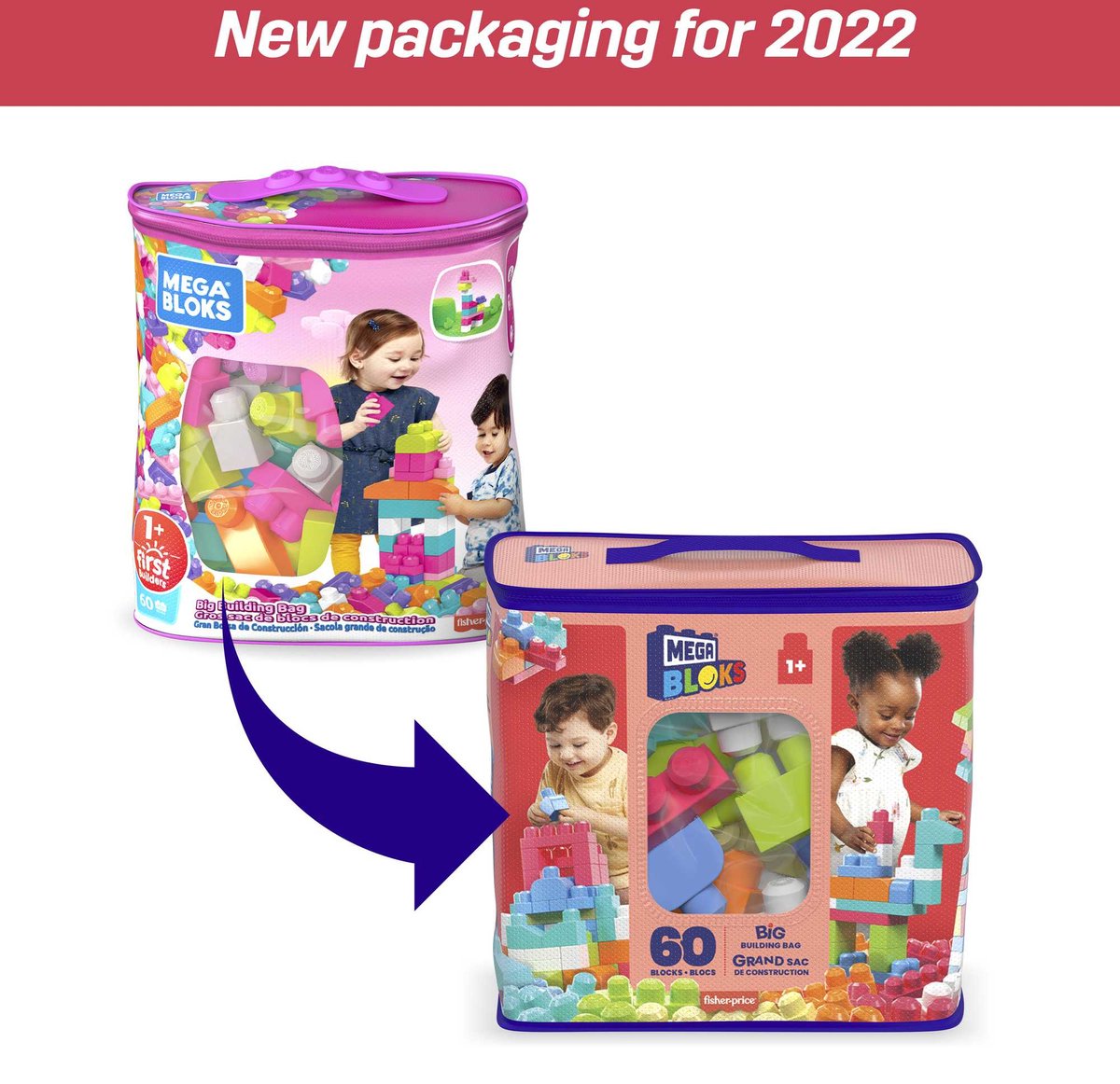 Mega Bloks Roze Bouwstenen Set - 60 Stuks