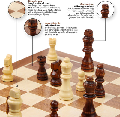 Sincer Houten Schaakset Staunton Inclusief Extra Koninginnen