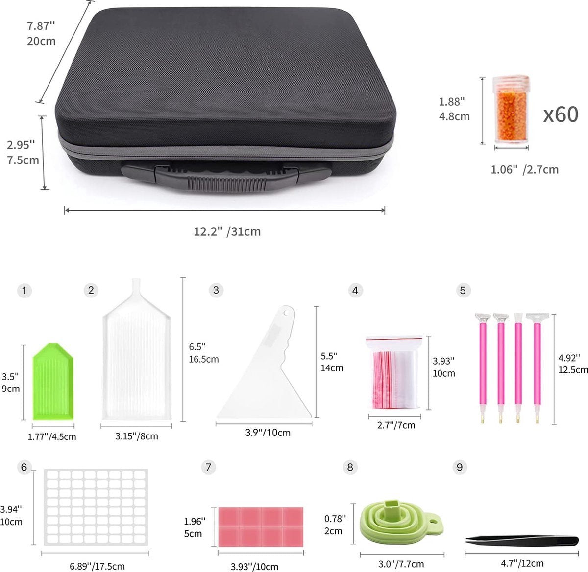 BOTC Diamond Painting Opbergdoos met 60 Potjes en Toolkit