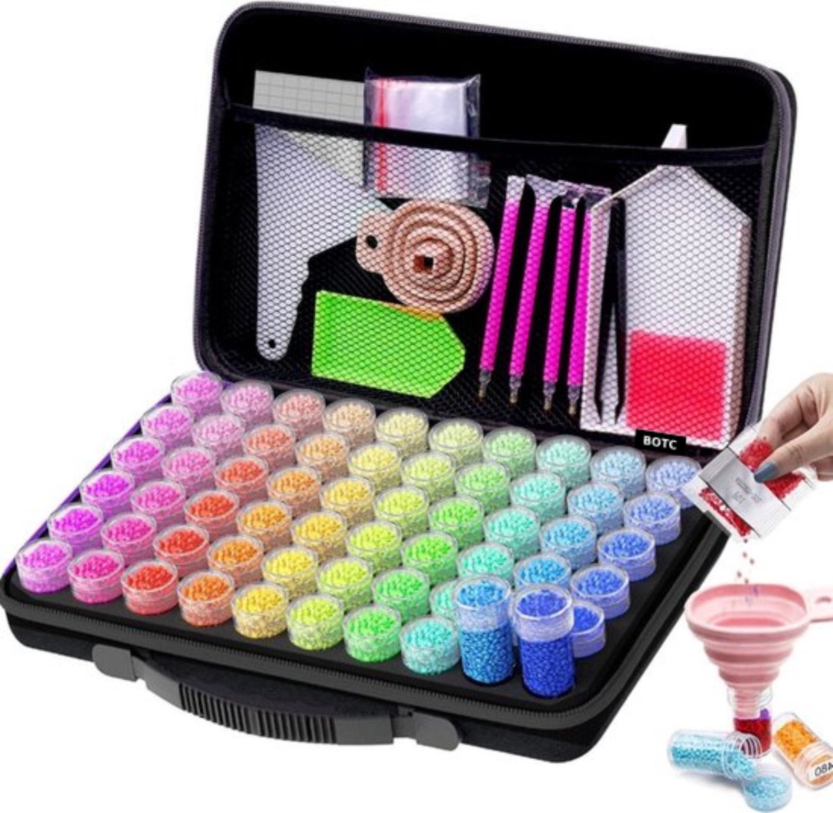 BOTC Diamond Painting Opbergdoos met 60 Potjes en Toolkit