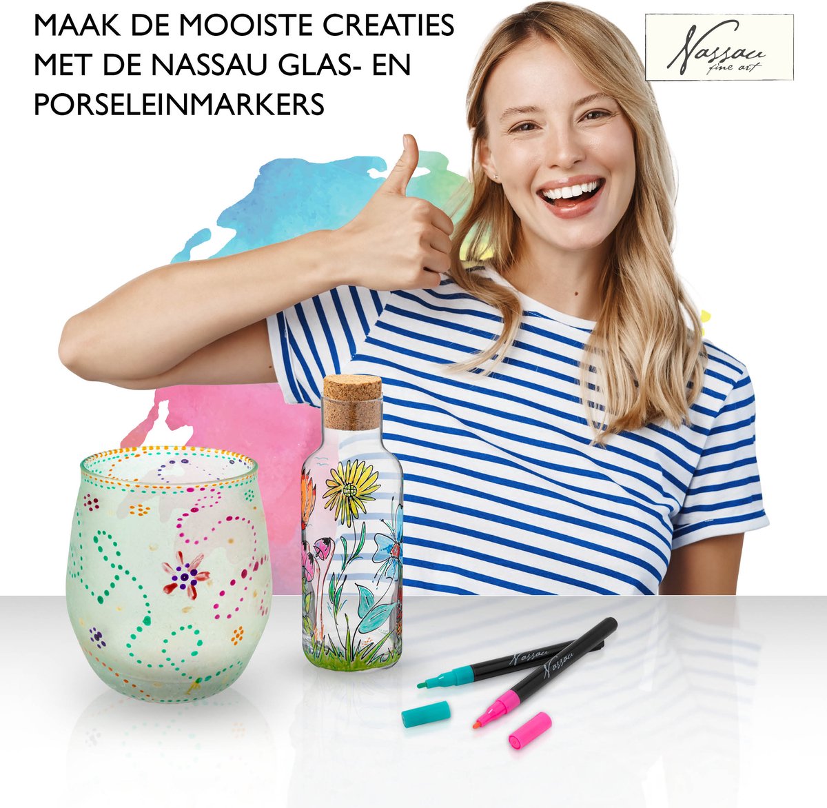 Nassau Fine Art Glas & Porselein Markerset - 12 Kleuren