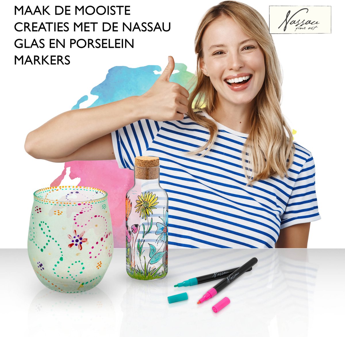 Nassau Fine Art Porselein- en Glasverf Stiften - 24 Stuks