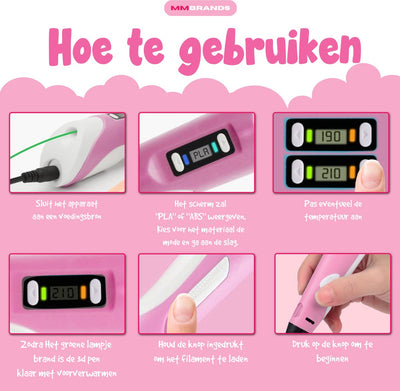 MM Brands 3D Pen Starterkit met 100m Filament - Roze