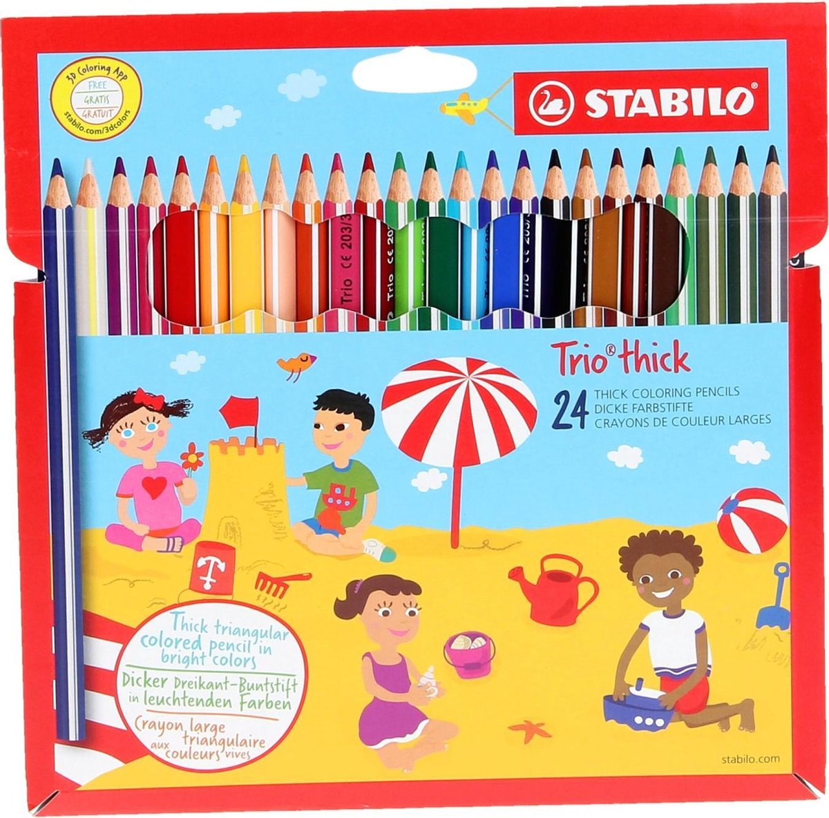 STABILO Trio Dikke Kleurpotloden - Set van 24 Kleuren