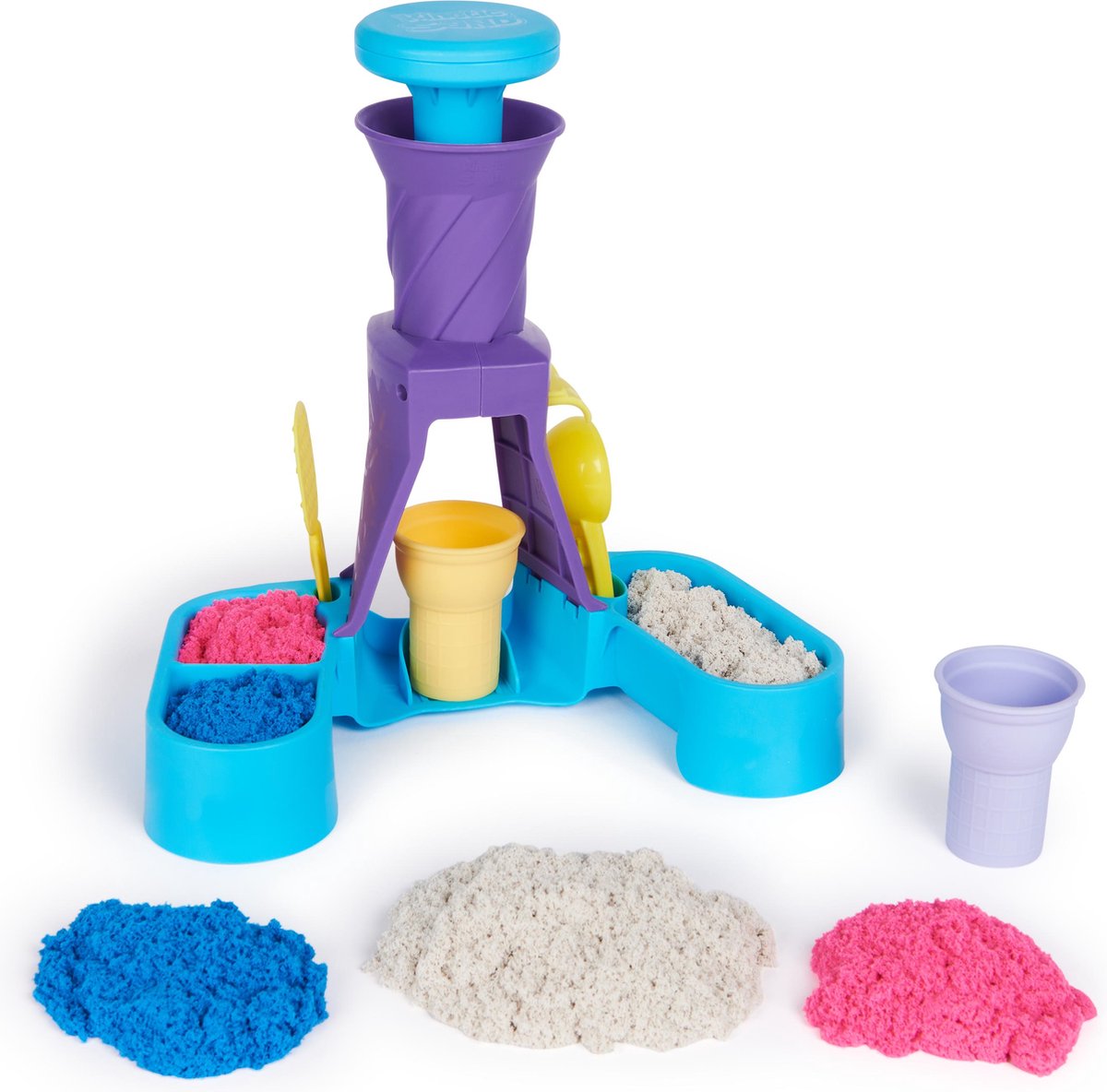 Kinetic Sand IJsset met 396g Blauw, Roze en Wit Zand