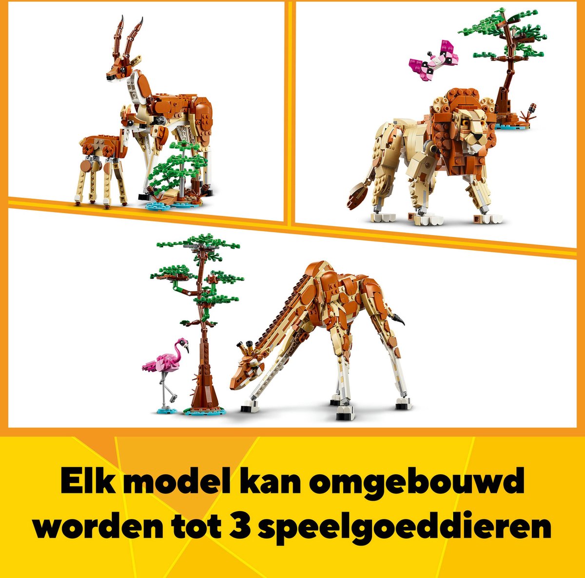 LEGO Creator Safari Dieren 3-in-1: Giraf, Leeuw & Gazellen