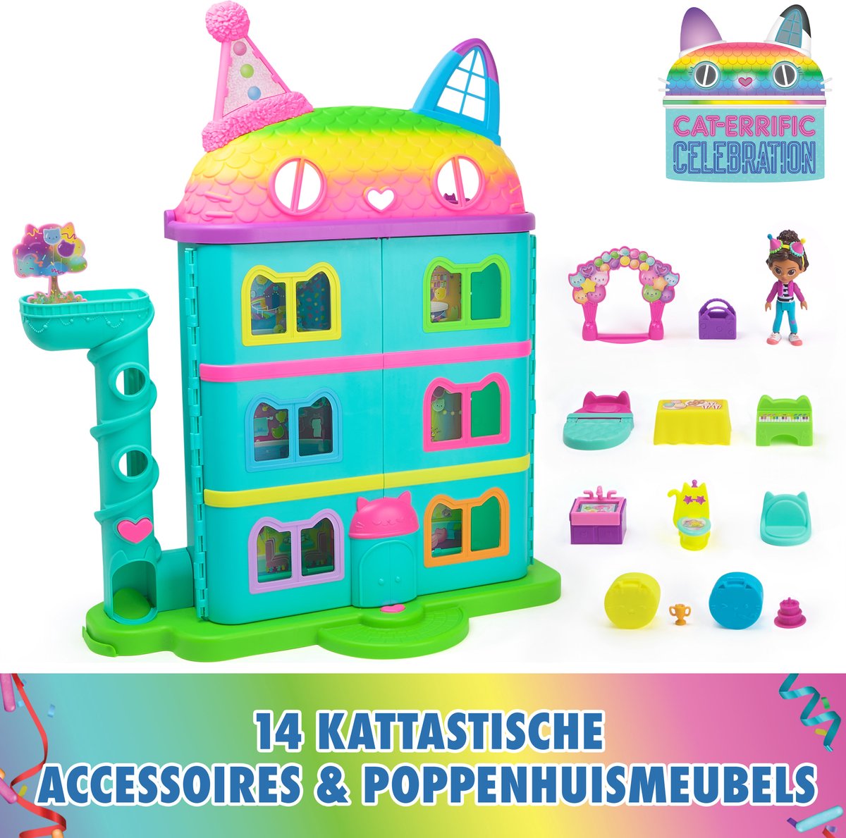 Gabby's Poppenhuis Feesthuis met Figuren en Geluiden - 60 cm