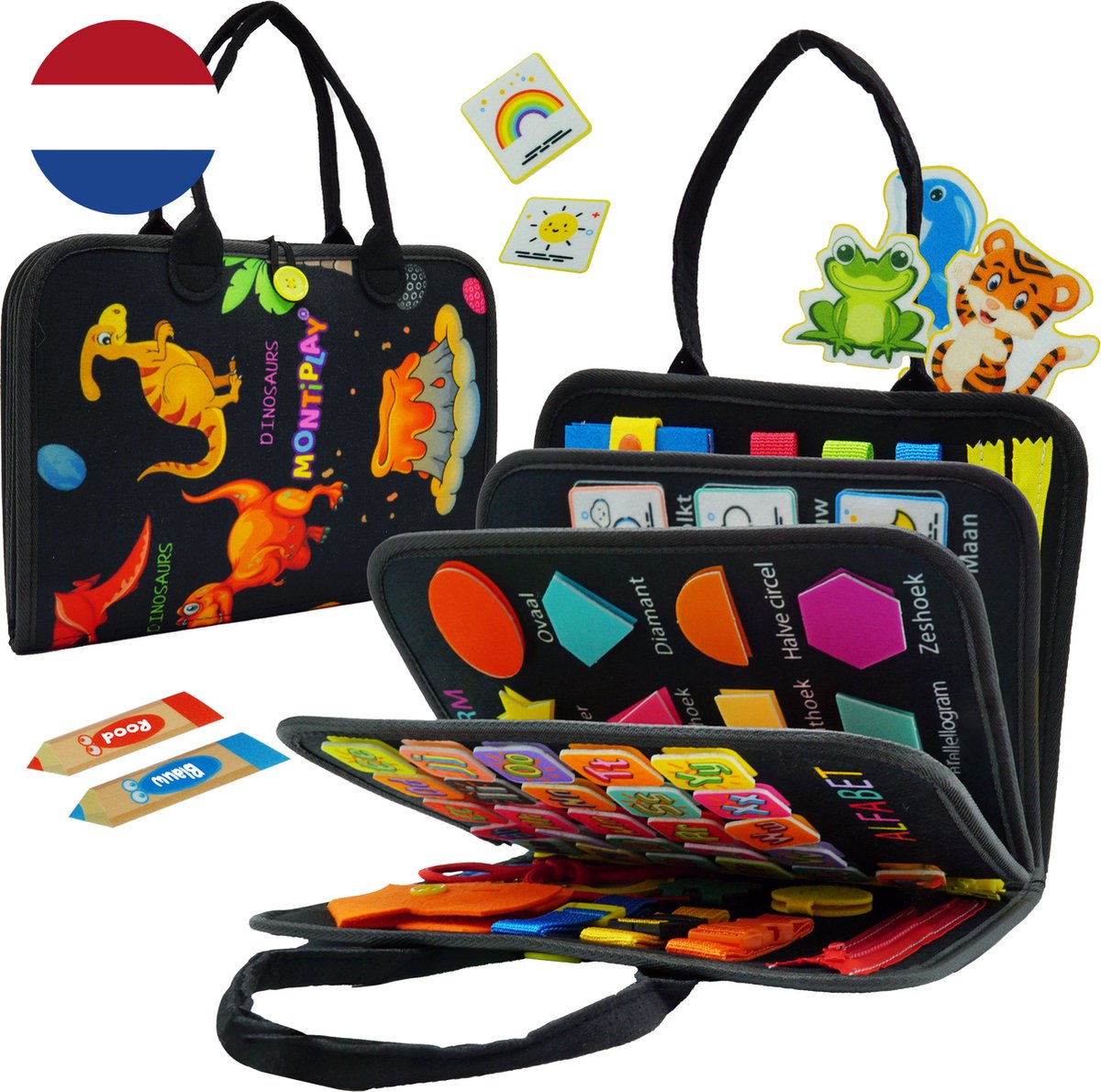 MontiPlay Montessori Sensorisch Activiteitenbord Dino