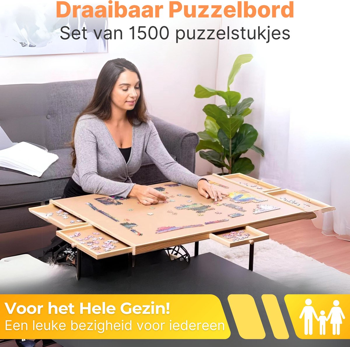 DreamGoodsAR Roterende Puzzeltafel met 6 Lades - 1500 Stuks