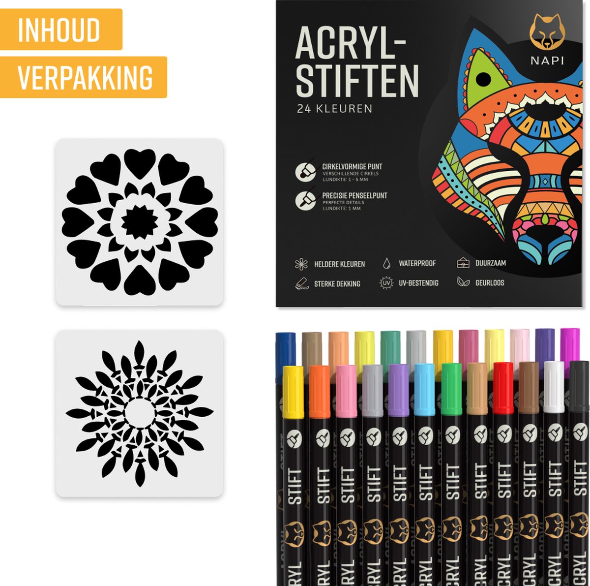 NAPI Acrylverf Markers Dubbele Punt - 24 Kleuren