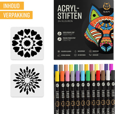NAPI Acrylverf Markers Dubbele Punt - 24 Kleuren