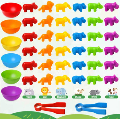 Sans marque Montessori Sorteerspel Dieren 17 × 9,5 cm