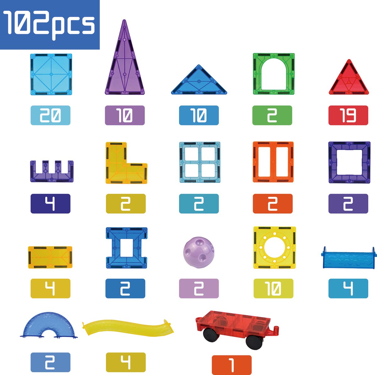 Magnaminds Magnetische Marmerbaan - 102-delig