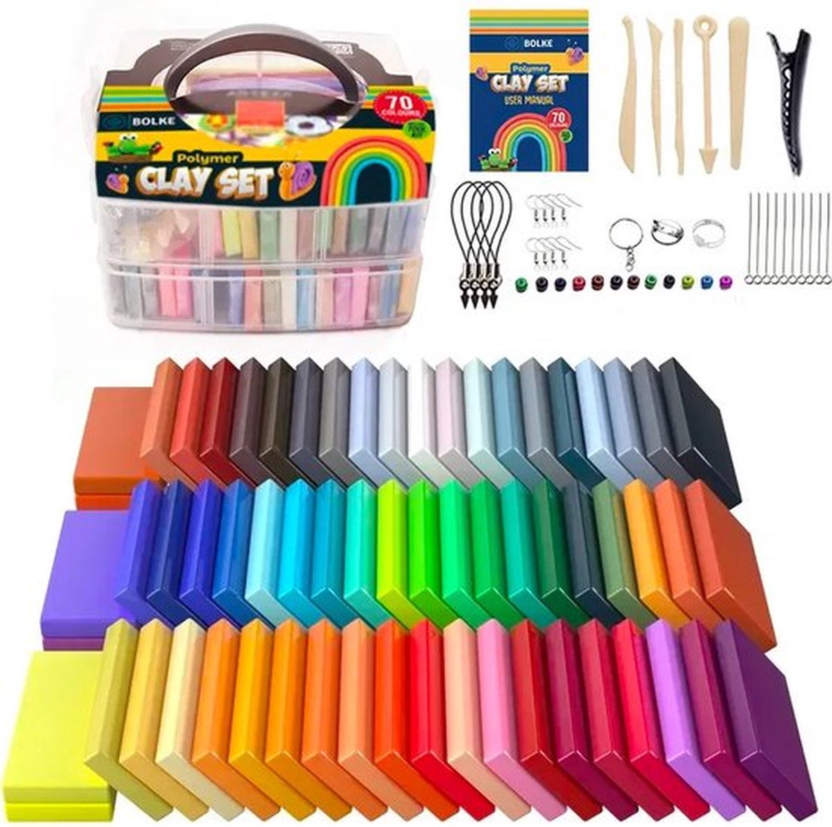 Bolke® Auto-Drogende Klei Set met 70 Kleuren
