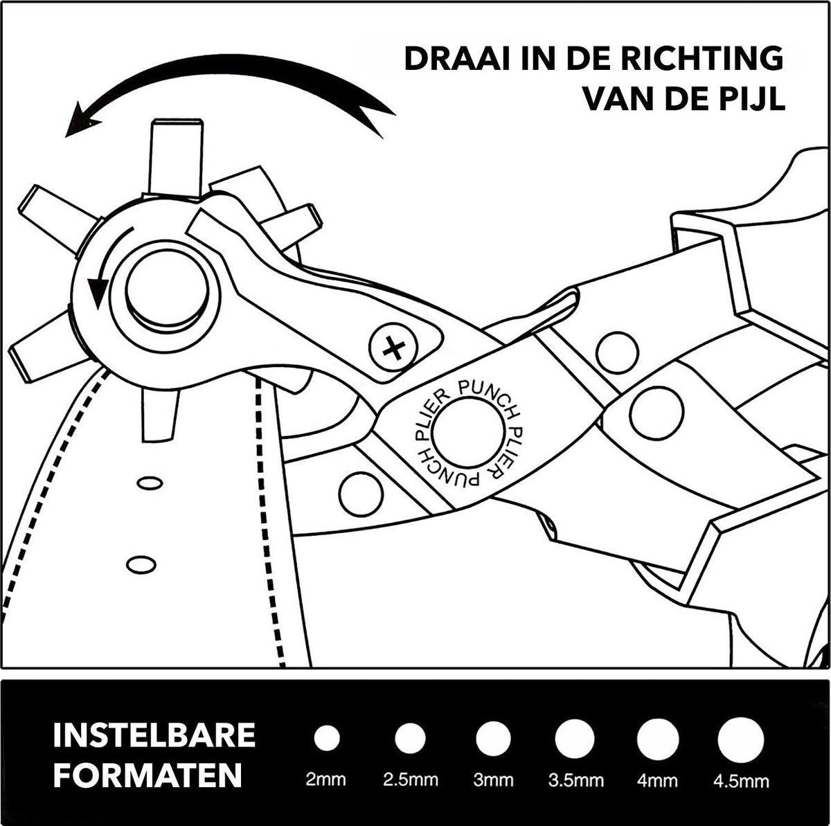 Sans marque Ergonomische Extra Sterke Perforator voor Riemen