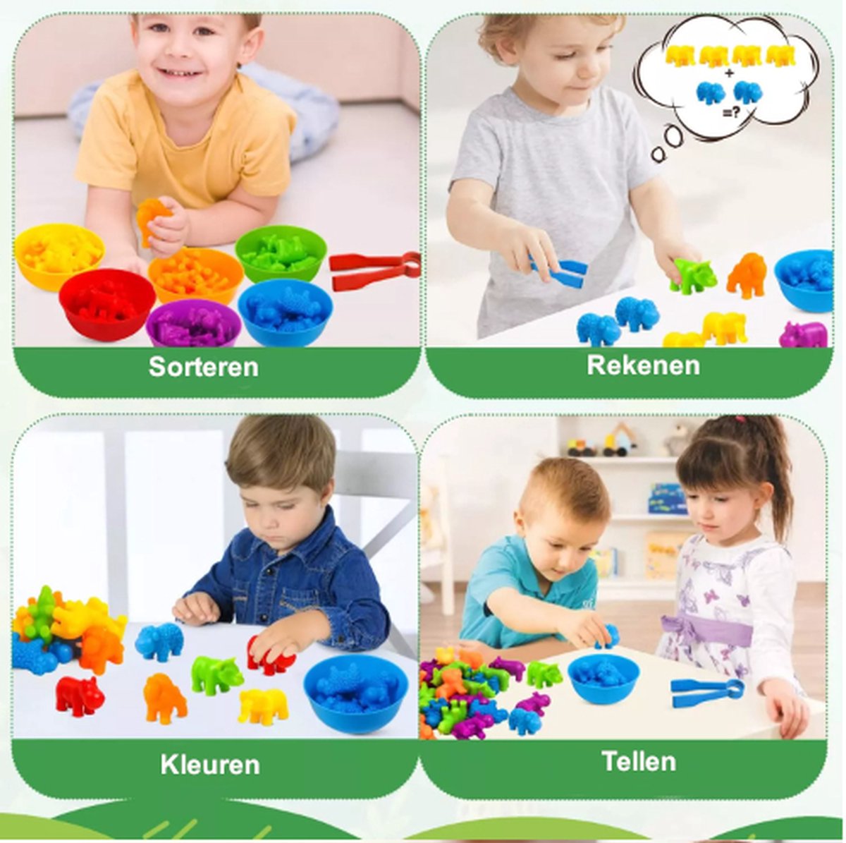 Sans marque Montessori Sorteerspel Dieren 17 × 9,5 cm