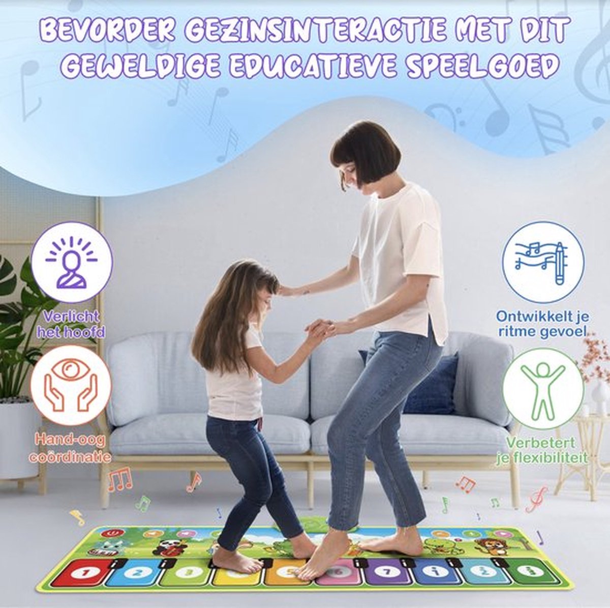 KosmoKids® Muzikaal Diertapijt voor Kinderen - Dans & Piano