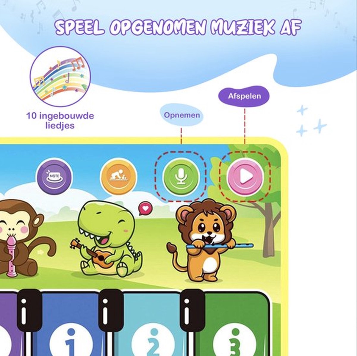 KosmoKids® Muzikaal Diertapijt voor Kinderen - Dans & Piano