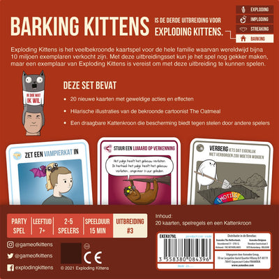 Exploding Kittens Uitbreiding Barking Kittens Kaartspel