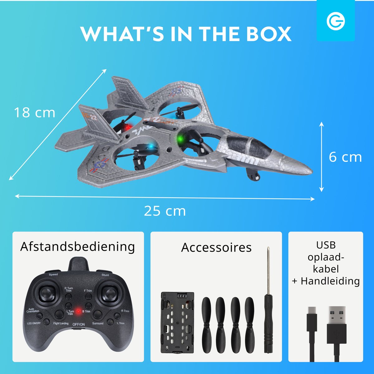 Silvergear Kindvriendelijke RC Drone - Grijs