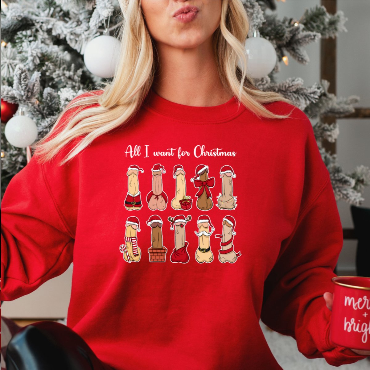 B&C Foute Kersttrui Dames Rood 3XL - All I Want for Christmas