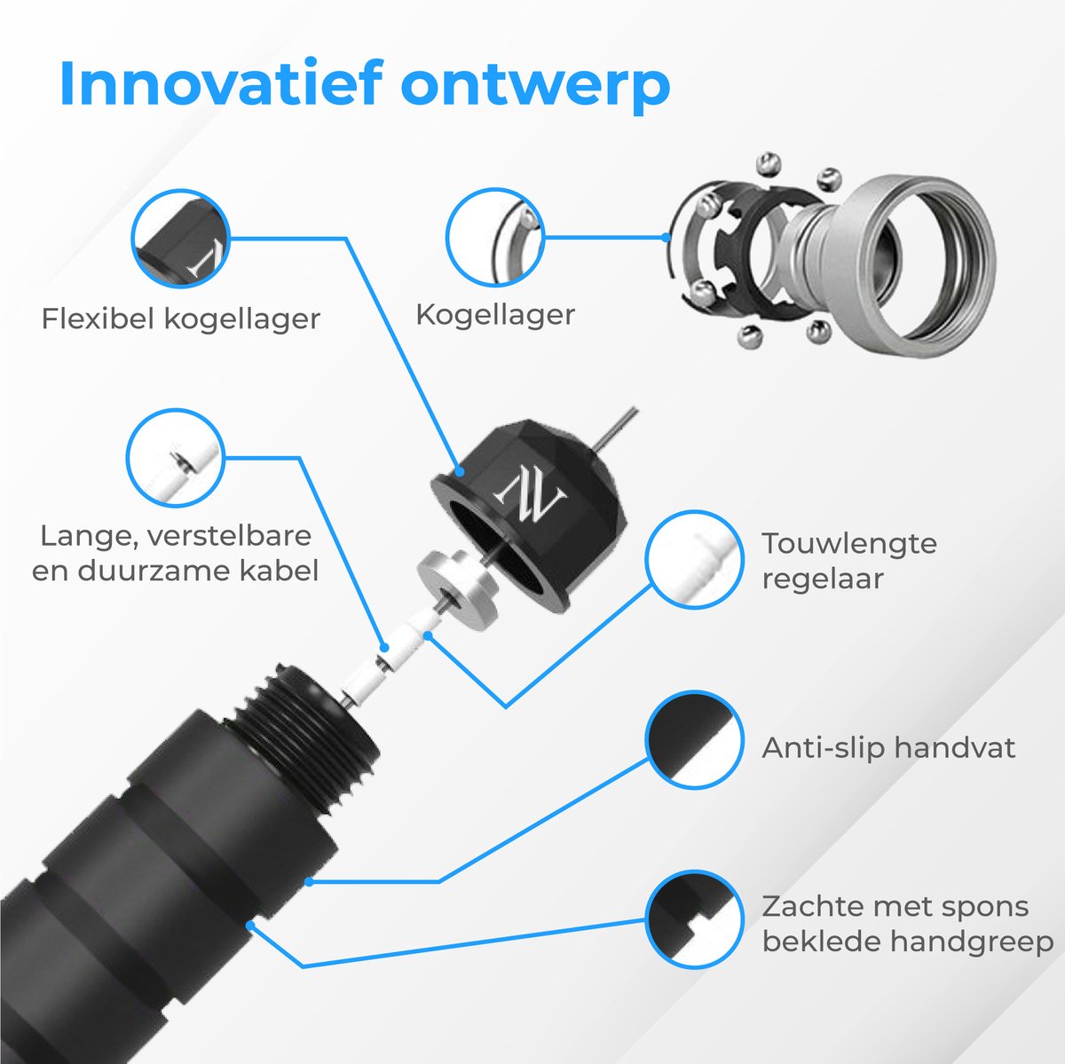 Nuvance Professioneel Springtouw met Opbergzak en E-book