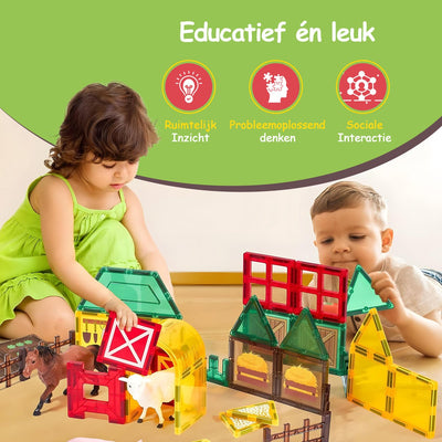 Olvy Magnetische Bouwstenen - 80 Stuks - Montessori Speelgoed