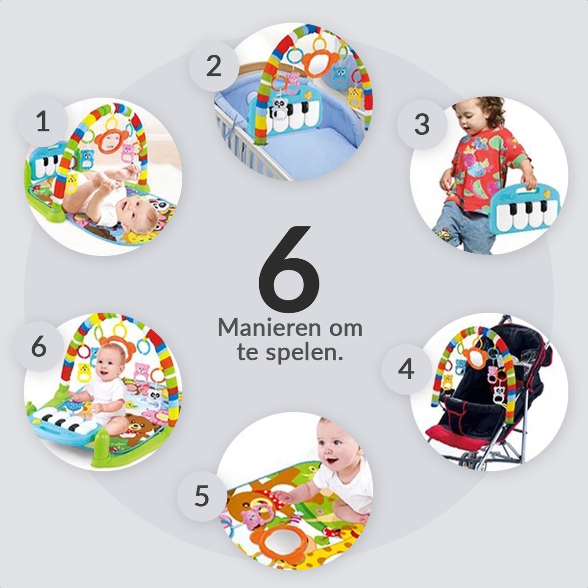 Buxibo 3-in-1 Baby & Peuter Gym met Muziek en Spiegel - Groen